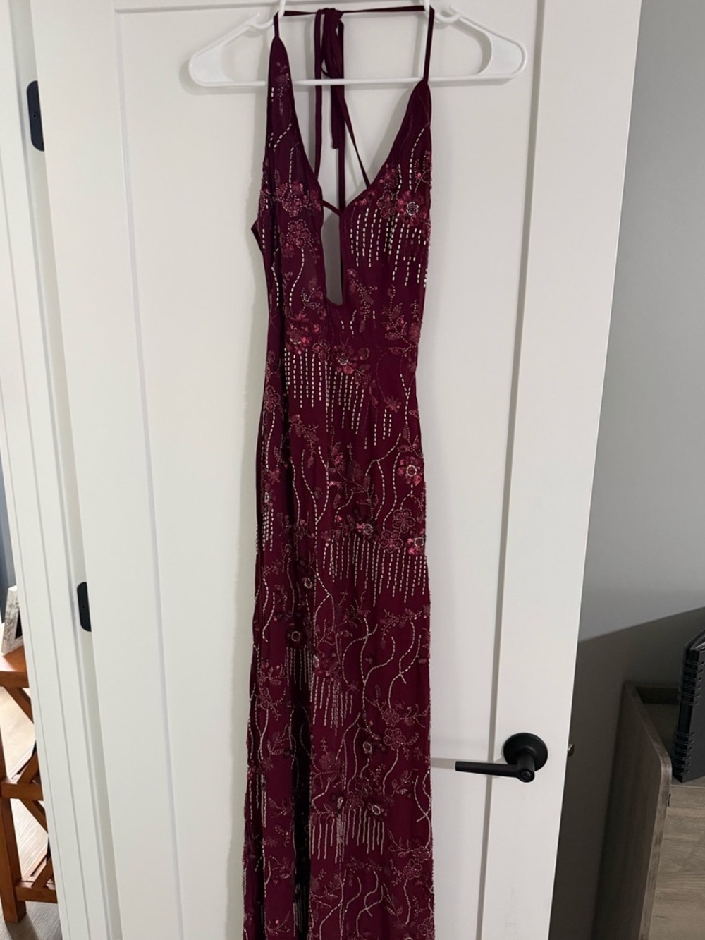 Peppermayo beaded backless gown Halter Maxi Dress